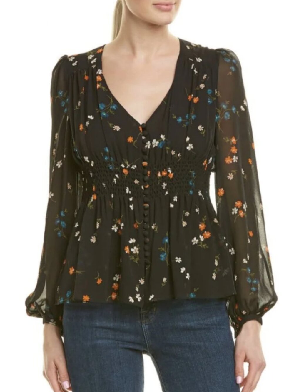 Nicholas Black Floral Bloouse - Size Small